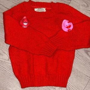 Vintage Valentines Day Kids Red Sweater Size 5